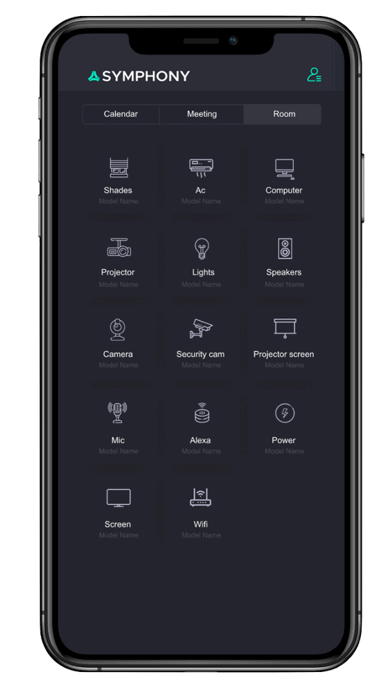 Symphony mobile app room view