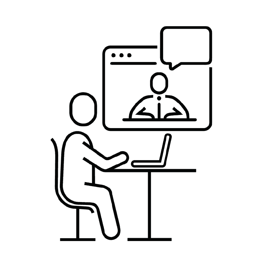 Training Icons_On-Line Training online training icon with student and instructor on screen