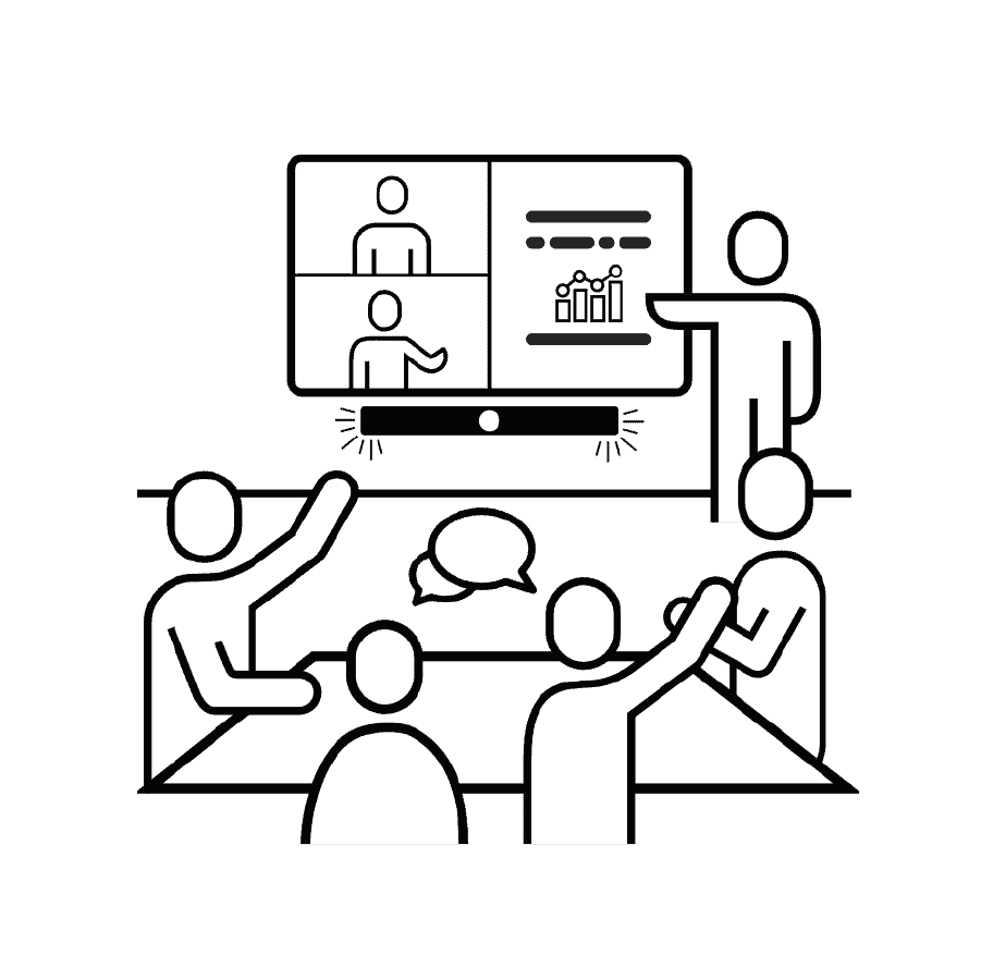 Training Icons_On-Site Training on-site training icon with students and instructor in the room
